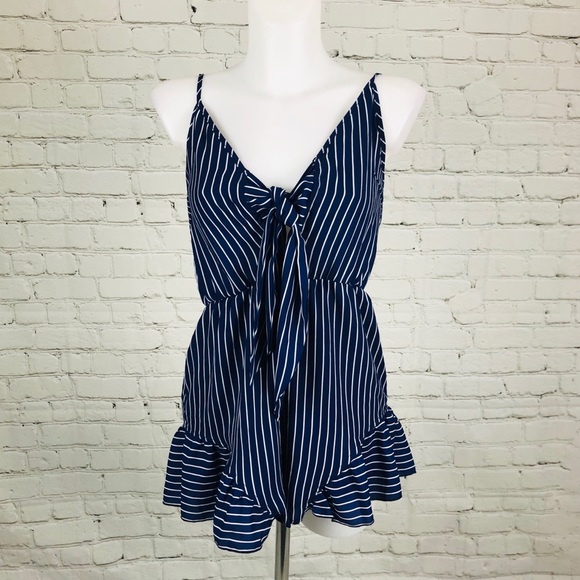 Settin Stripe Rise Of Dawn Blue/White Romper Sz S - Picture 2 of 9